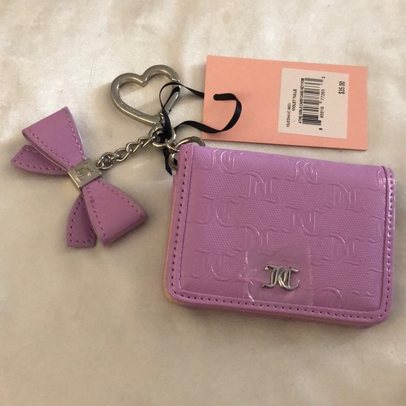 Juicy Couture Violet Tulle 4 The Girls Faux Patent Leather Card Case Key Fob NWT - Picture 1 of 16
